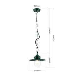 Lámpara colgante exterior Edward, verde, Ø 27,5 cm, aluminio/vidrio