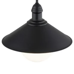 Lámpara colgante exterior Enduro, negro, acero, cristal, IP44, E27