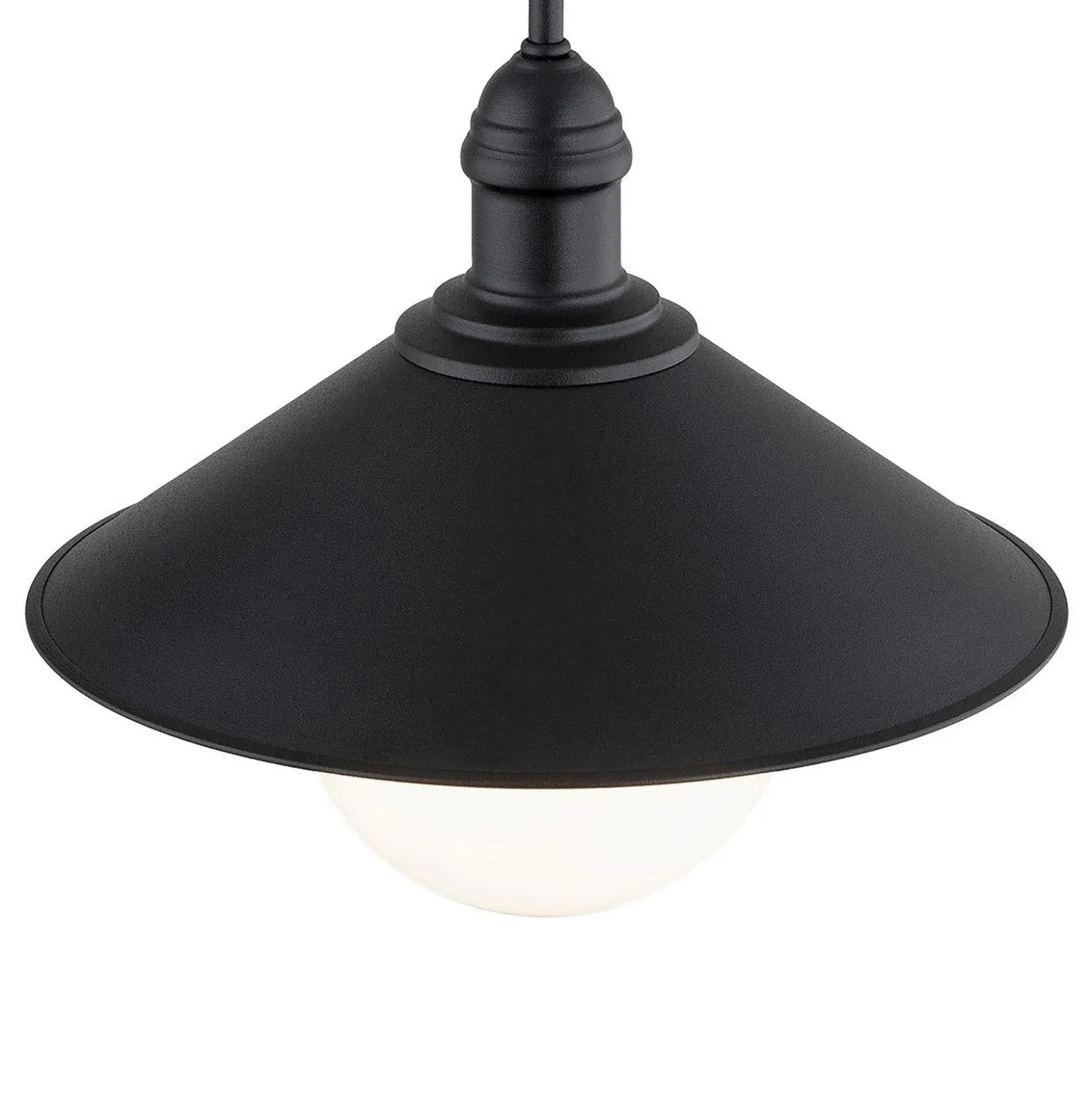 Lámpara colgante exterior Enduro, negro, acero, cristal, IP44, E27