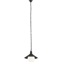 Lámpara colgante exterior Enduro, negro, acero, cristal, IP44, E27