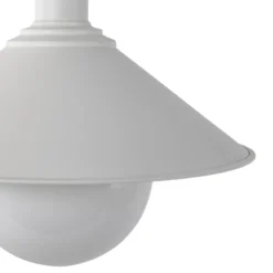 Lámpara colgante exterior Enduro, blanco, acero, cristal, IP44, E27