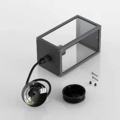 Lámpara colgante exterior Filimon de Lindby, antracita, 22 cm, IP44, E27