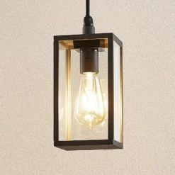 Lámpara colgante exterior Filimon de Lindby, antracita, 22 cm, IP44, E27