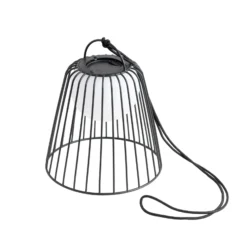 Lámpara colgante exterior LED recargable Lindby Levino, negra, de metal