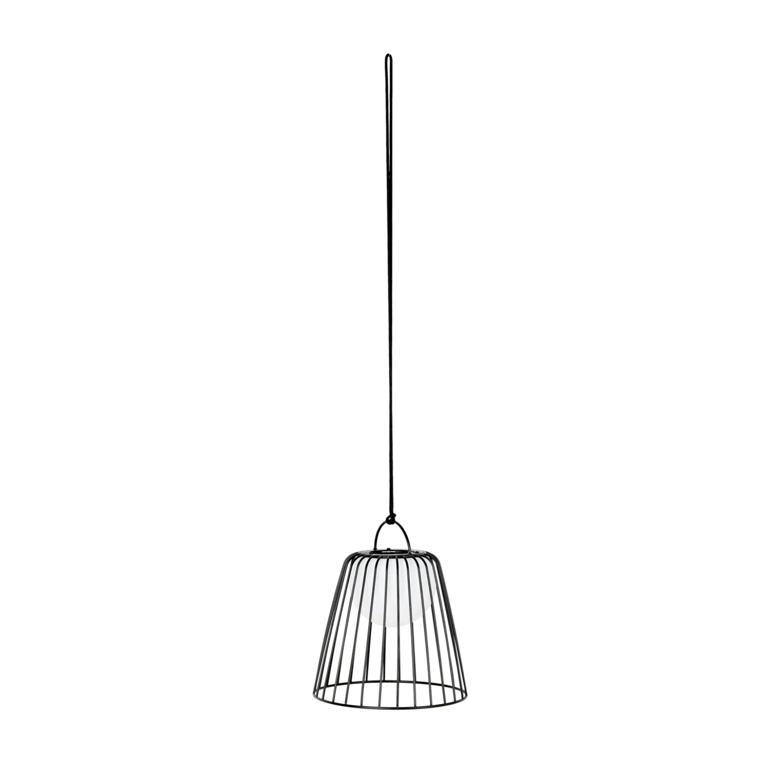 Lámpara colgante exterior LED recargable Lindby Levino, negra, de metal