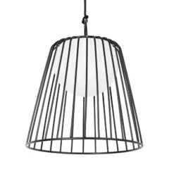 Lámpara colgante exterior LED recargable Lindby Levino, negra, de metal