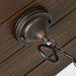 Lámpara colgante exterior Lindby Eddie, óxido, metal, IP44, E27
