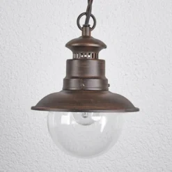 Lámpara colgante exterior Lindby Eddie, óxido, metal, IP44, E27