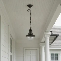 Lámpara colgante exterior Lindby Eddie, óxido, metal, IP44, E27