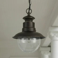 Lámpara colgante exterior Lindby Eddie, óxido, metal, IP44, E27