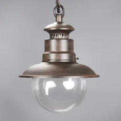 Lámpara colgante exterior Lindby Eddie, óxido, metal, IP44, E27