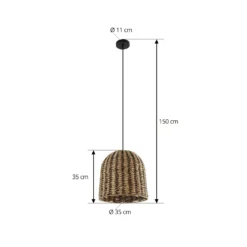 Lámpara colgante exterior Lindby Taryn, marrón, plástico, IP44 35 cm