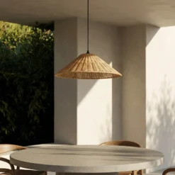 Lámpara colgante exterior Lucande Taniola, 1 luz, cónica, Ø 60 cm