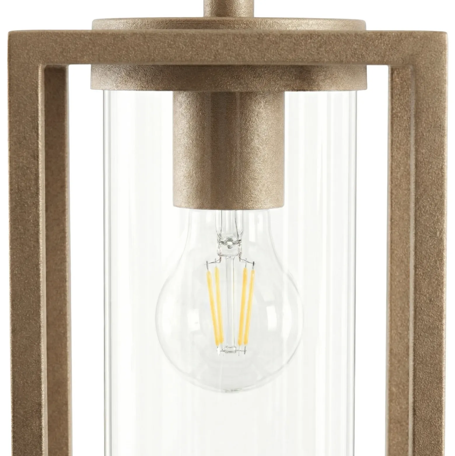 Lámpara colgante exterior Lucande Ferda, marrón, IP44, cristal, E27