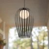 Lámpara colgante exterior Lucande Marrin, negra, metal, Ø 31 cm