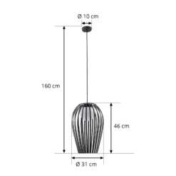 Lámpara colgante exterior Lucande Marrin, negra, metal, Ø 31 cm