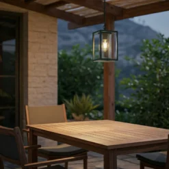 Lámpara colgante exterior Lucande Ferda, verde, IP44, cristal, E27