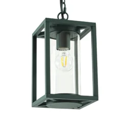 Lámpara colgante exterior Lucande Ferda, verde, IP44, cristal, E27