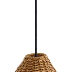 Lámpara colgante exterior Lucande Taniola, 1 luz, beige, ratán, IP44