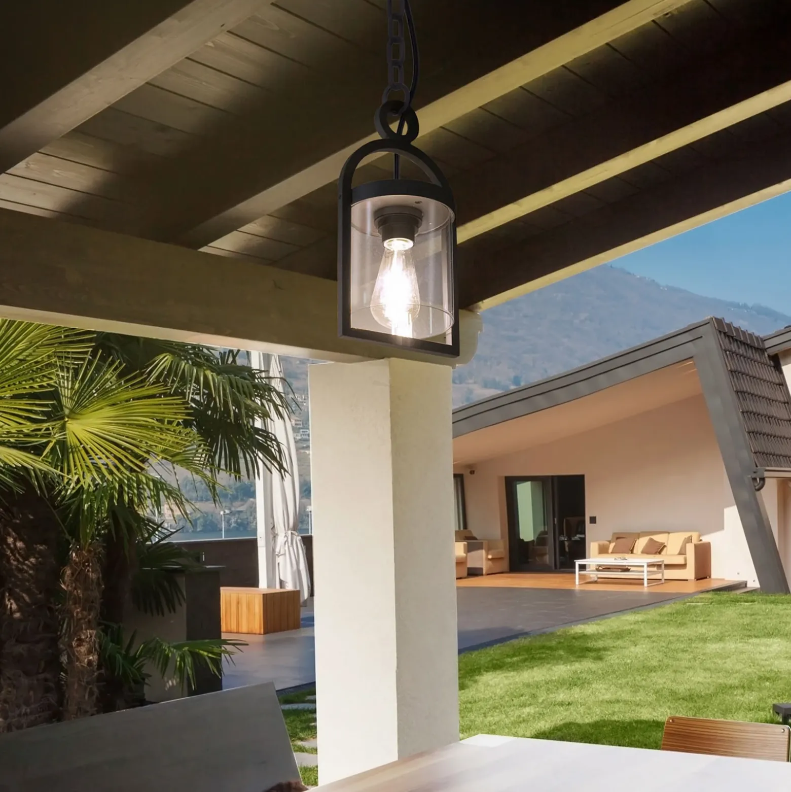 Lámpara colgante exterior Maya, gris oscuro, IP54, 150 cm