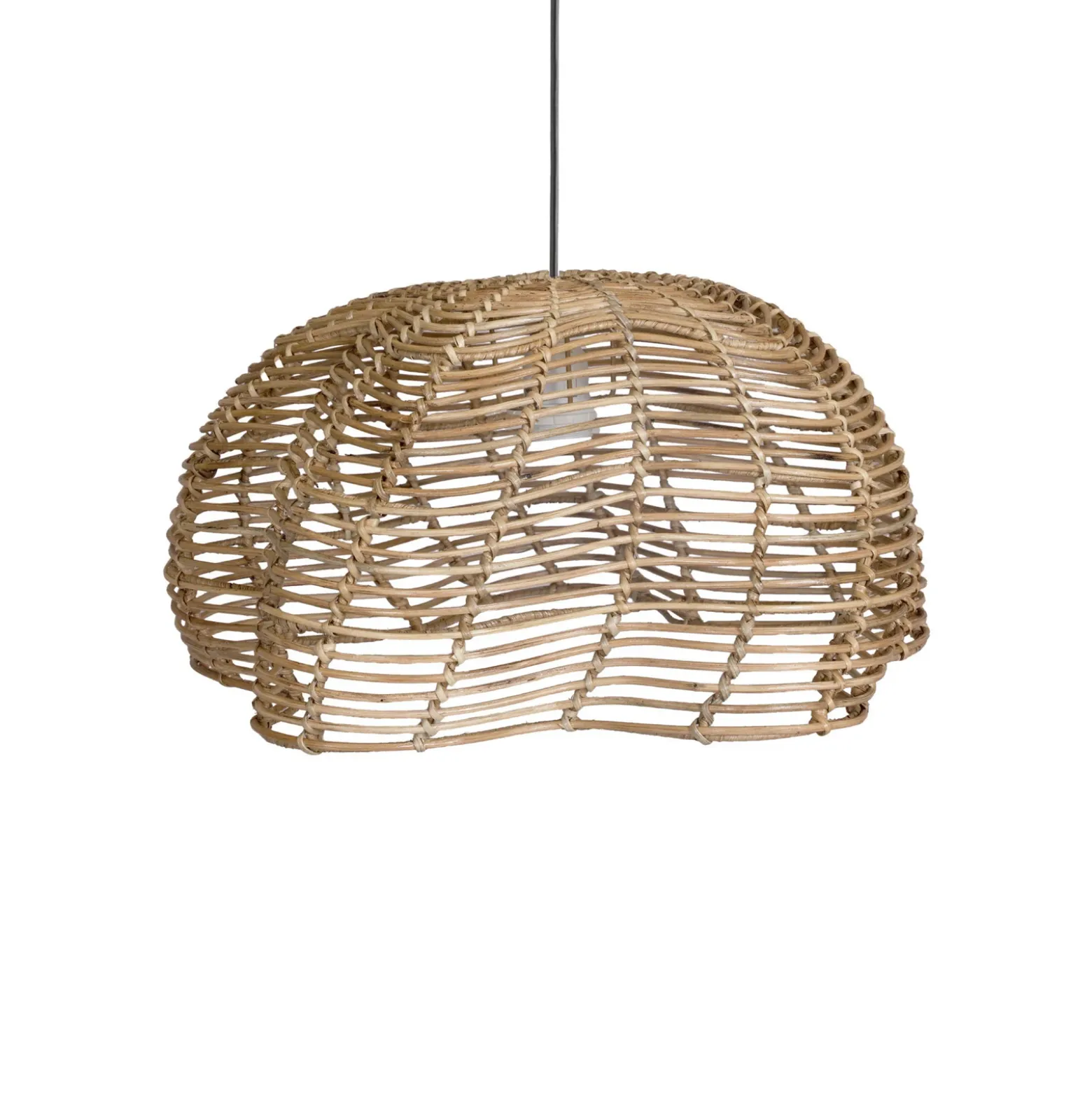Lámpara colgante exterior Mayla, ratán natural, Ø 43 cm, enchufe IP44