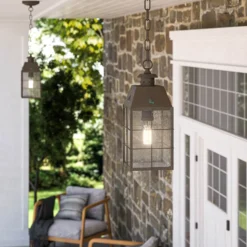 Lámpara colgante exterior Nantucket, negro, 1 luz