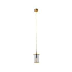 Lámpara colgante exterior Nora, dorada/transparente, IP44, cristal