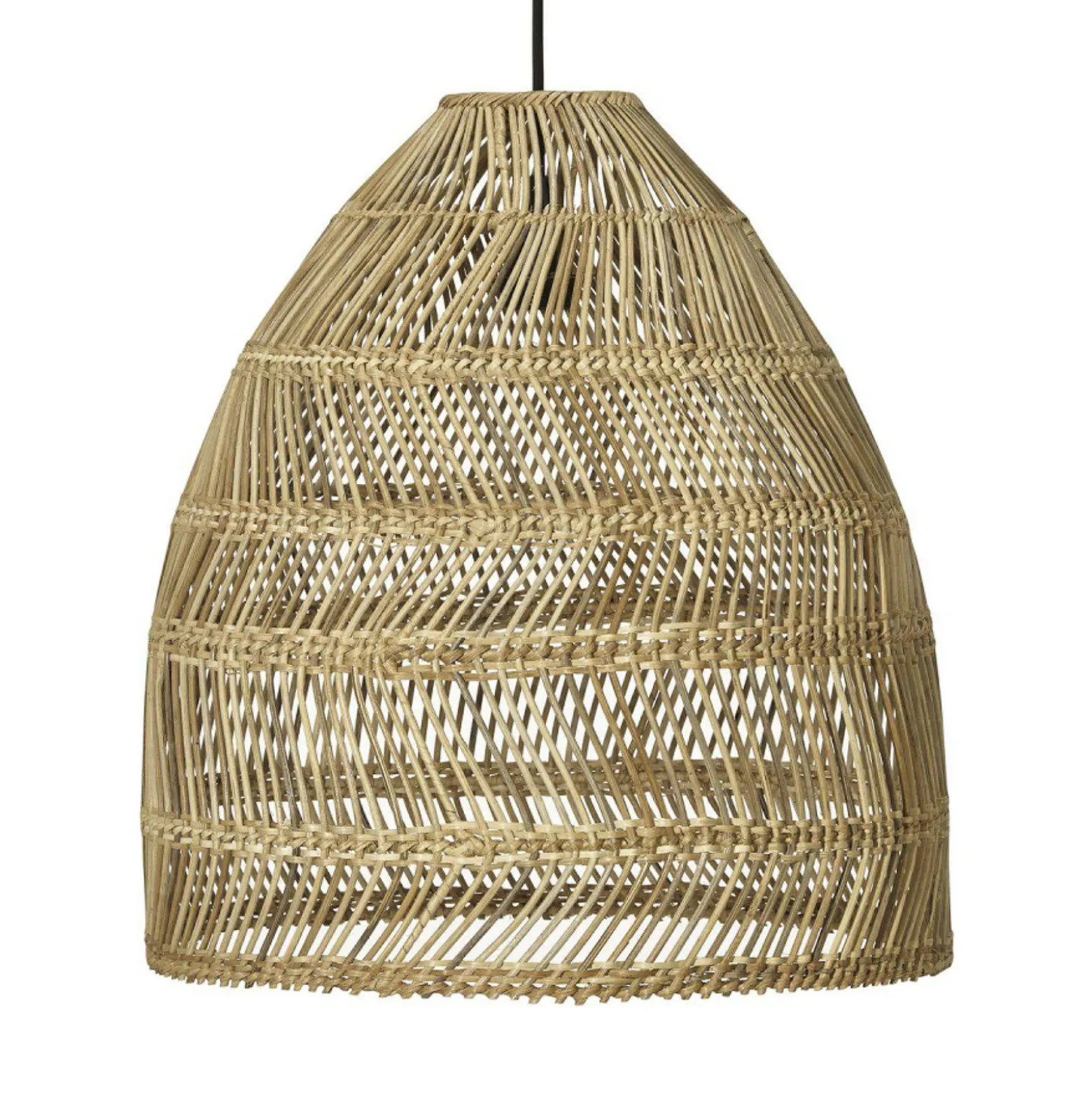 Lámpara colgante exterior PR Home Maja, ratán, Ø 53 cm, enchufe, IP44