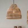 Lámpara colgante exterior PR Home Maja, ratán, Ø 36 cm, enchufe, IP44