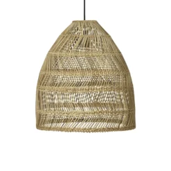 Lámpara colgante exterior PR Home Maja, ratán, Ø 36 cm, enchufe, IP44