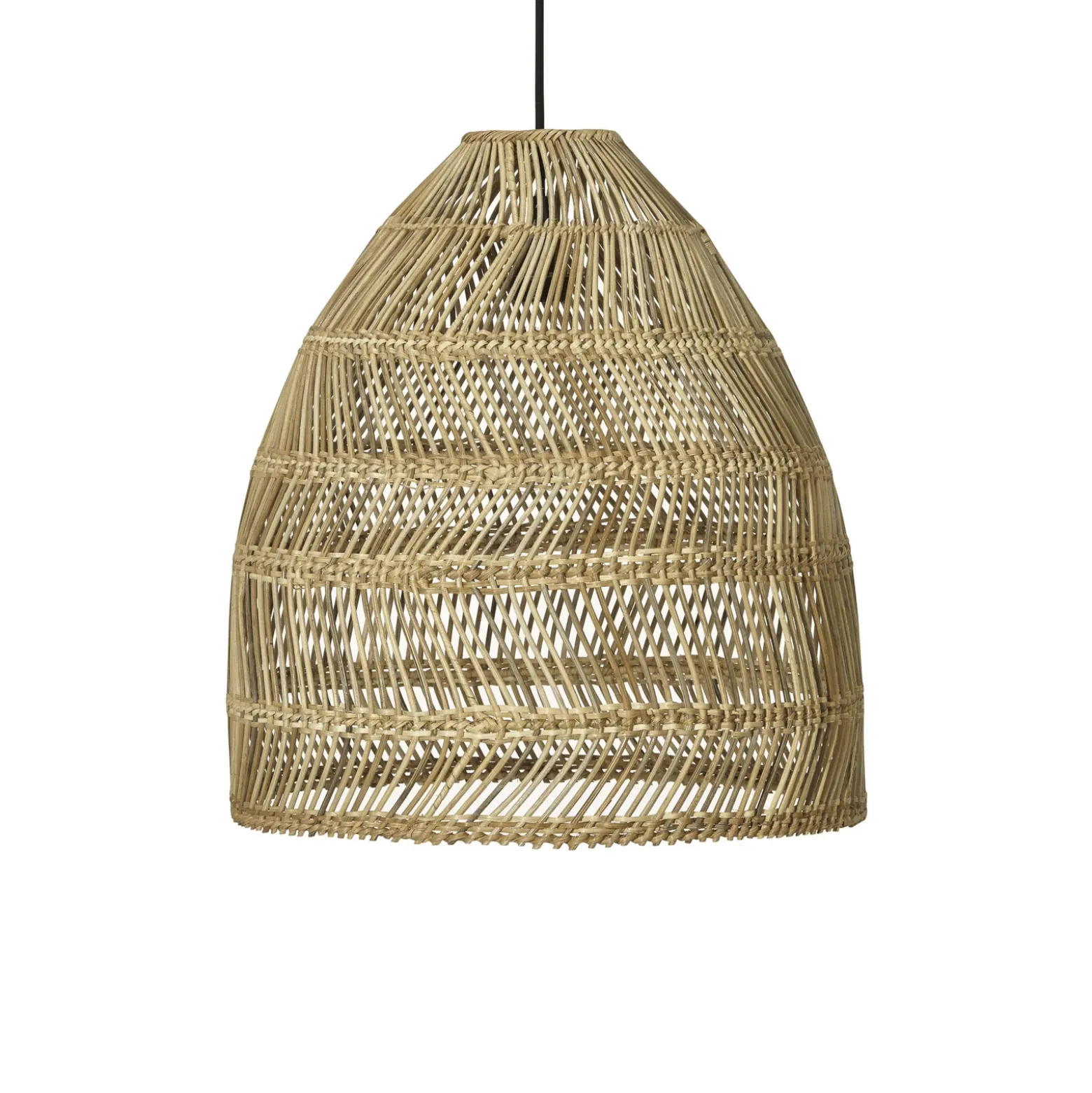 Lámpara colgante exterior PR Home Maja, ratán, Ø 36 cm, enchufe, IP44