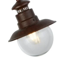 Lámpara colgante exterior Station, marrón óxido, Ø 22 cm, metal/vidrio