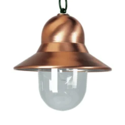 Lámpara colgante exterior Toscane, color cobre, suspensión verde