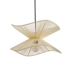 Lámpara colgante exterior Valdorin de Lindby, beige, algodón, IP44