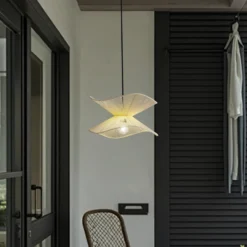 Lámpara colgante exterior Valdorin de Lindby, beige, algodón, IP44
