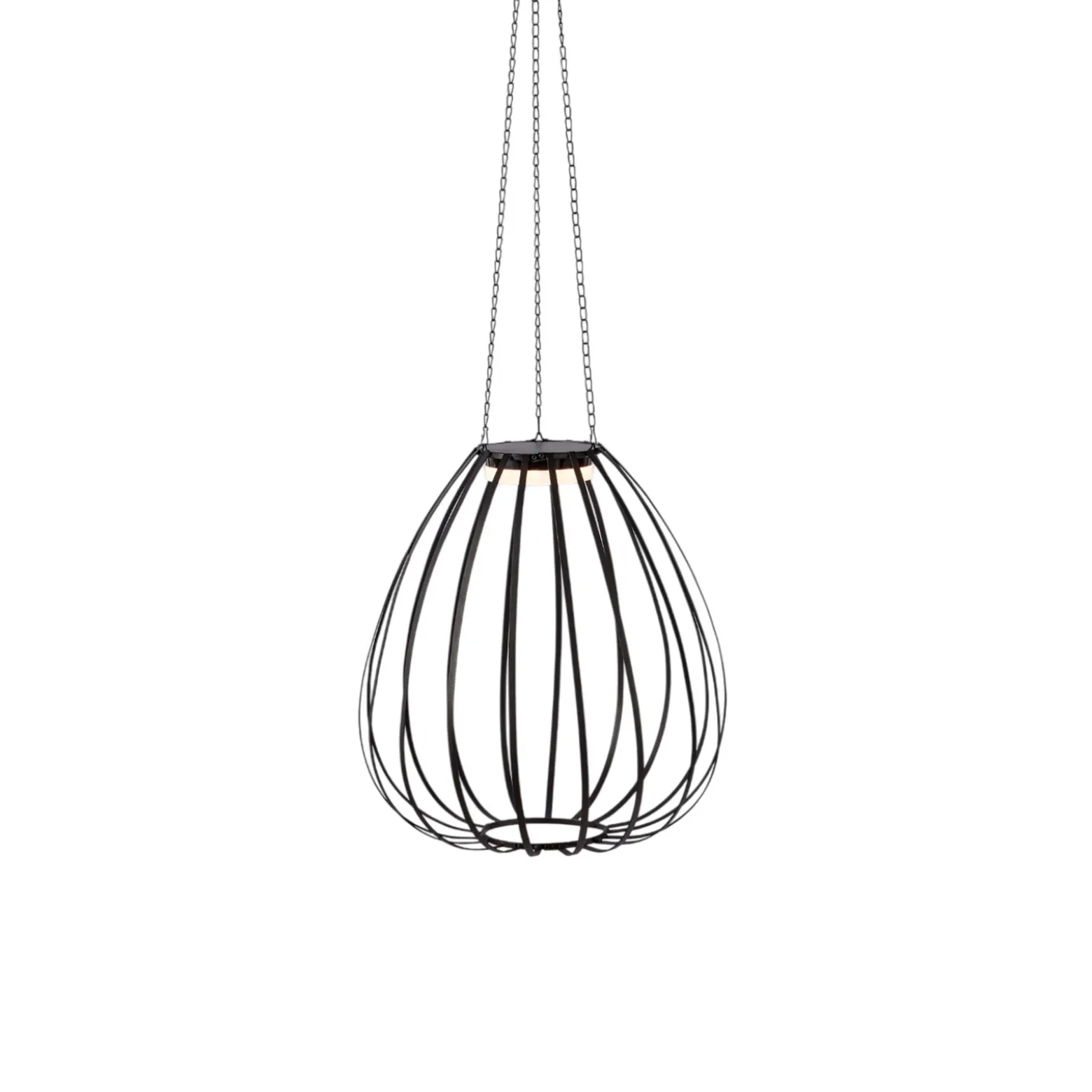 Lámpara colgante LED Ovia, Ø 42 cm, negro, IP44, atenuable.