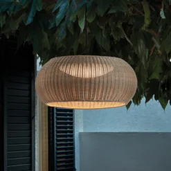 Lámpara colgante LED para exterior Perris de Bover, marrón/beige, Ø 47 cm