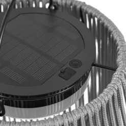 Lámpara colgante solar LED Lindby Austas, gris, Ø 32 cm, USB, IP54