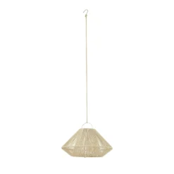 Lámpara colgante solar LED Lindby Austas, beige, Ø 50 cm, USB, IP54