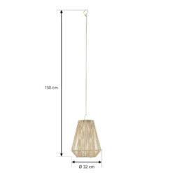 Lámpara colgante solar LED Lindby Austas, beige, Ø 32 cm, USB, IP54