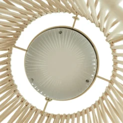 Lámpara colgante solar LED Lindby Austas, beige, Ø 32 cm, USB, IP54