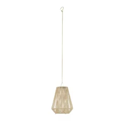 Lámpara colgante solar LED Lindby Austas, beige, Ø 32 cm, USB, IP54