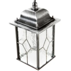 Lámpara colgante Wexford WX9, IP23, negro-plata, metal, cristal