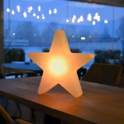Lámpara decorativa LED recargable Star, 39,5 cm de altura, IP44, blanca, RGBW
