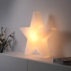 Lámpara decorativa LED recargable Star, 55 cm de altura, IP44, blanca, RGBW