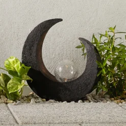 Lámpara decorativa LED solar de Lindby Adem, marrón rojizo, cristal, 31 cm