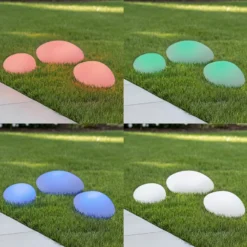 Lámpara decorativa LED solar Liedra de Lindby, juego de 3, RGBW, atenuable