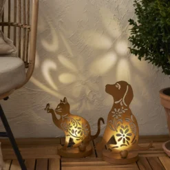 Lámpara decorativa LED solar Oxidog, altura 33 cm, color óxido, IP44