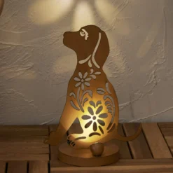 Lámpara decorativa LED solar Oxidog, altura 33 cm, color óxido, IP44