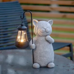 Lámpara decorativa LED solar Smilla, gris/negro, altura 30 cm